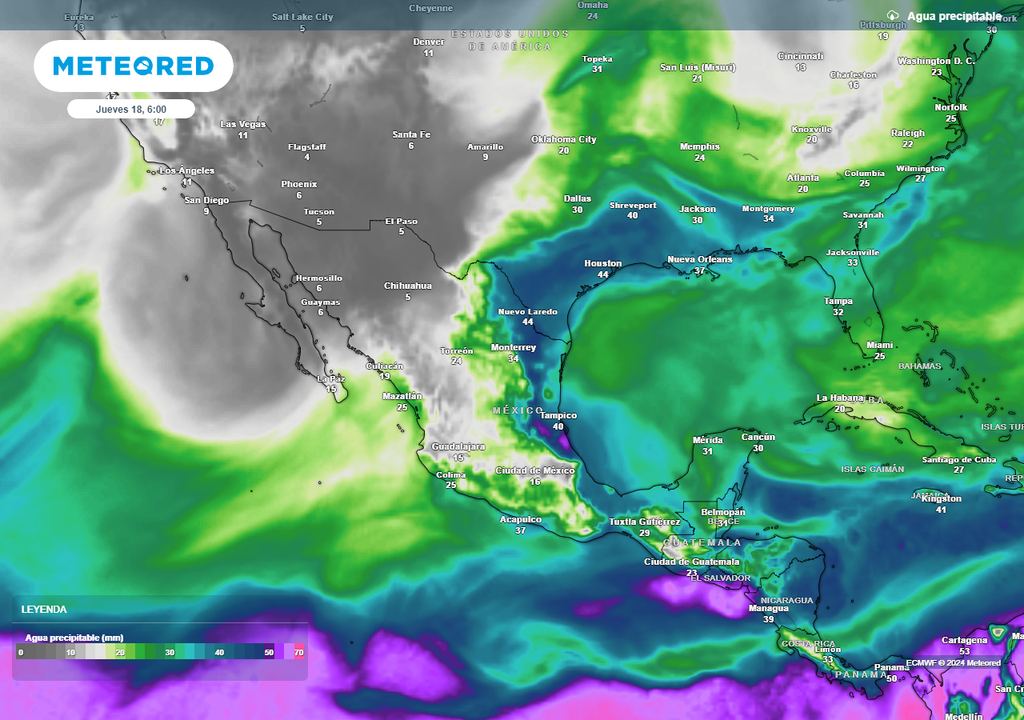 Agua precipitable en milímetros Agua precipitable en milímetros