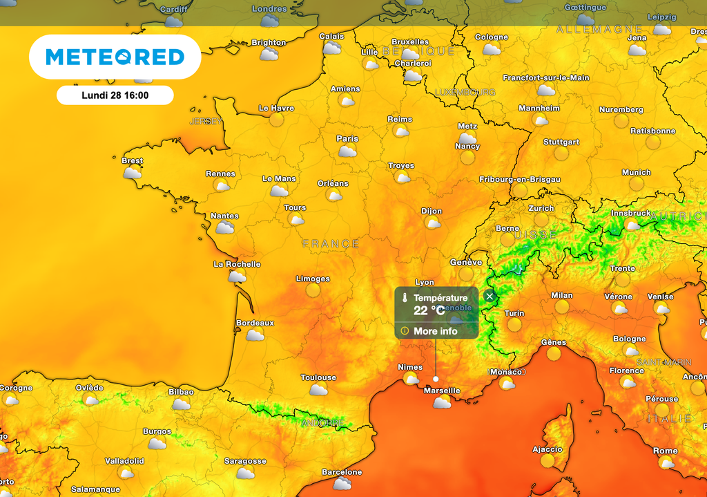 Près de 25 degrés attendus dans le sud-est de la France cet après-midi.