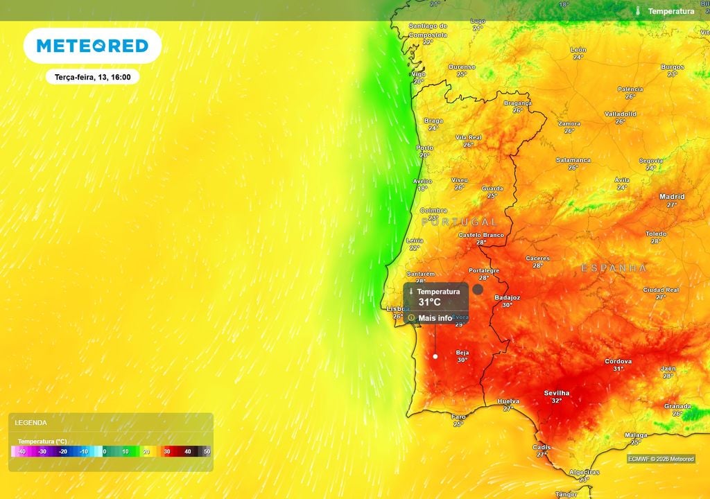 O calor volta a destacar-se na próxima semana: na terça-feira, as máximas poderão atingir ou ultrapassar os 30 ºC em vários pontos do Sul e alguns do interior centro.
