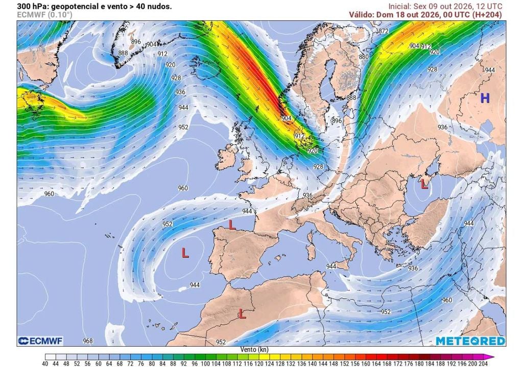 Corrente de Jato Por volta de 17/18 de outubro, a corrente de jato poderá ondular para sul, abrindo caminho à aproximação de ar mais frio e a uma possível mudança do padrão atmosférico.