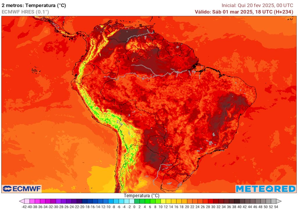 Previsão de temperatura máxima no sábado (primeiro de março). Previsão de temperatura máxima no sábado (primeiro de março).