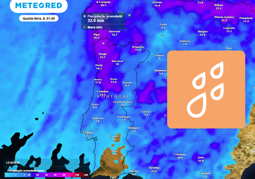 Previs&atilde;o de chuva a m&eacute;dio prazo: eis como chover&aacute; em Portugal de 6 a 12 de abril