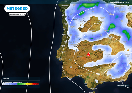 Previs&atilde;o de chuva a m&eacute;dio prazo: saiba como vai chover em Portugal entre 15 e 22 de junho