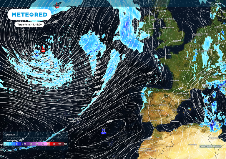 Previs&atilde;o de precipita&ccedil;&atilde;o a m&eacute;dio prazo: eis como ir&aacute; chover em Portugal entre 13 e 19 de abril