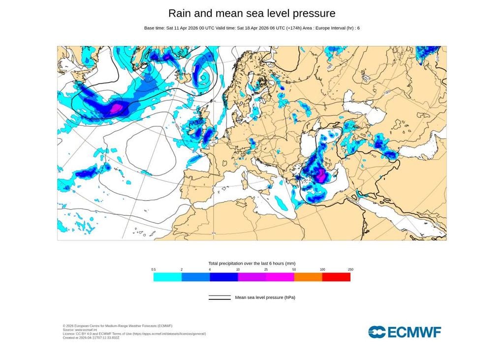 Os mapas de médio prazo do ECMWF apontam para tempo seco em Portugal continental na sexta-feira e durante o fim de semana de 18 e 19 de abril.