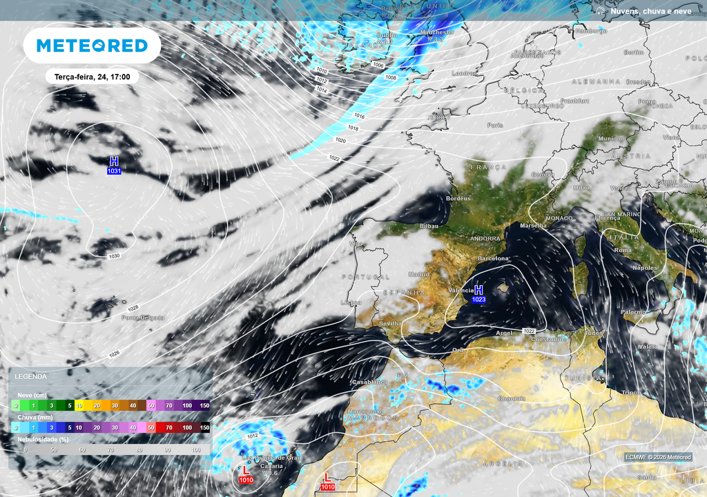 Ainda que seja expectável a presença de nebulosidade ao longo de toda a semana, os dias de terça e quarta-feira poderão ser os mais nublados, ainda que o sol possa manter-se presente, com intervalos.