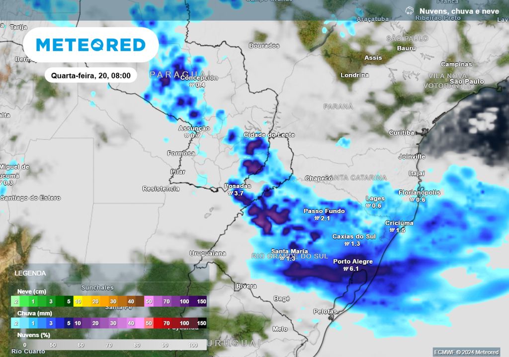 previsão precipitação e nebulosidade