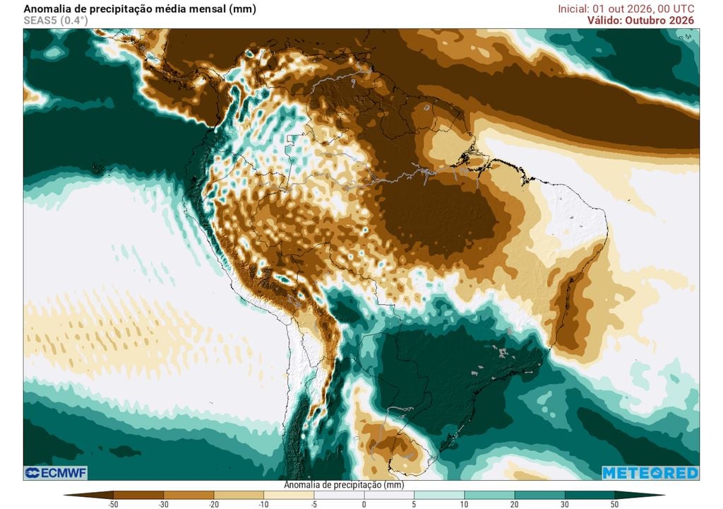 Previsão de anomalias de chuva para o mês de Outubro de 2026. Previsão de anomalias de chuva para o mês de Outubro de 2026.