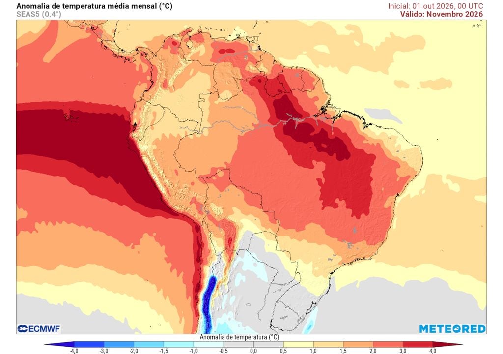 Previsão de anomalias de temperatura para o mês de Novembro de 2026. Previsão de anomalias de temperatura para o mês de Novembro de 2026.