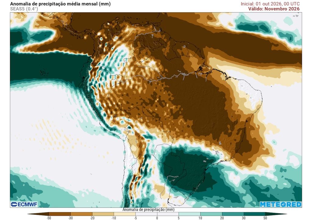 Previsão de anomalias de chuva para o mês de Novembro de 2026. Previsão de anomalias de chuva para o mês de Novembro de 2026.