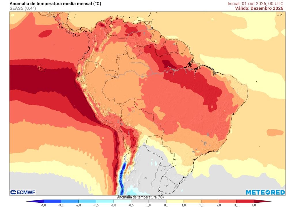 Previsão de anomalias de temperatura para o mês de Dezembro de 2026. Previsão de anomalias de temperatura para o mês de Dezembro de 2026.