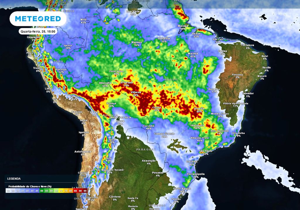 Previsão de probabilidade de chuva no Natal