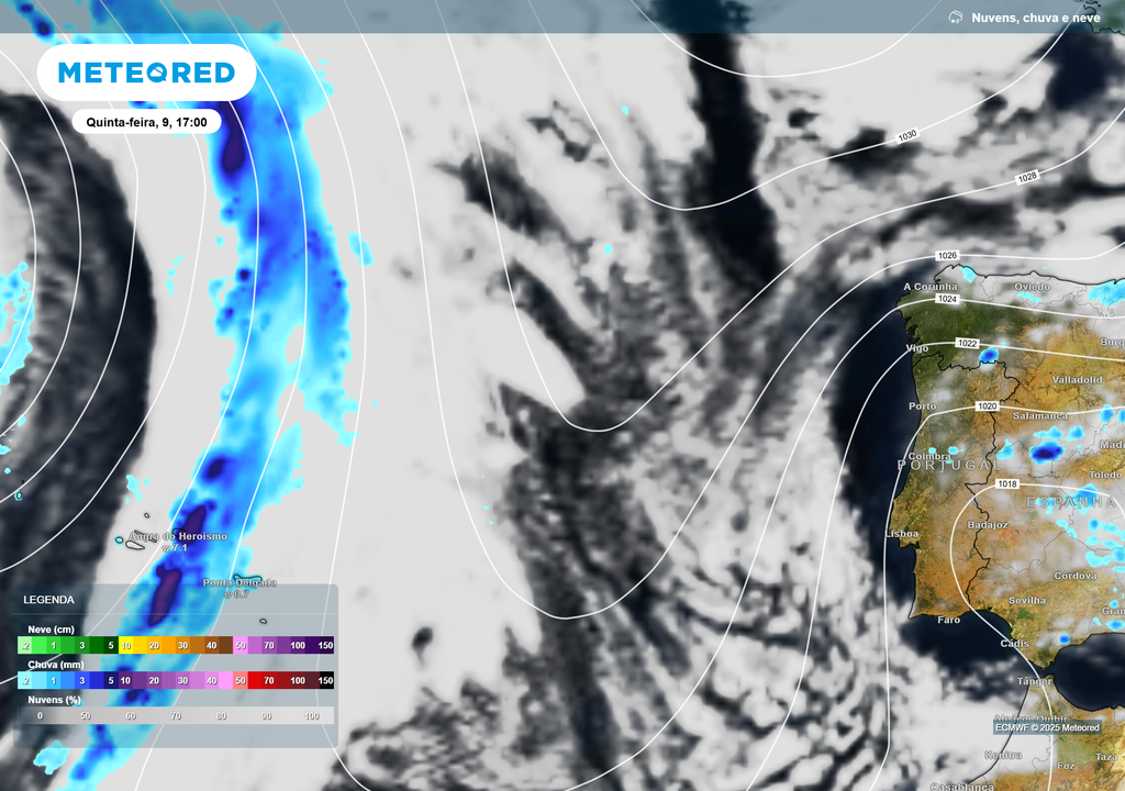 Mapa atmosferico: núvens e chuva Mapa atmosferico: núvens e chuva
