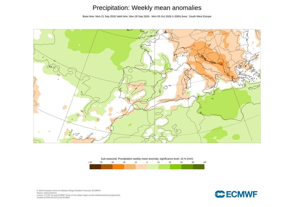 Os mapas subsazonais indicam que outubro poderá arrancar com uma atmosfera mais dinâmica e instável em Portugal.