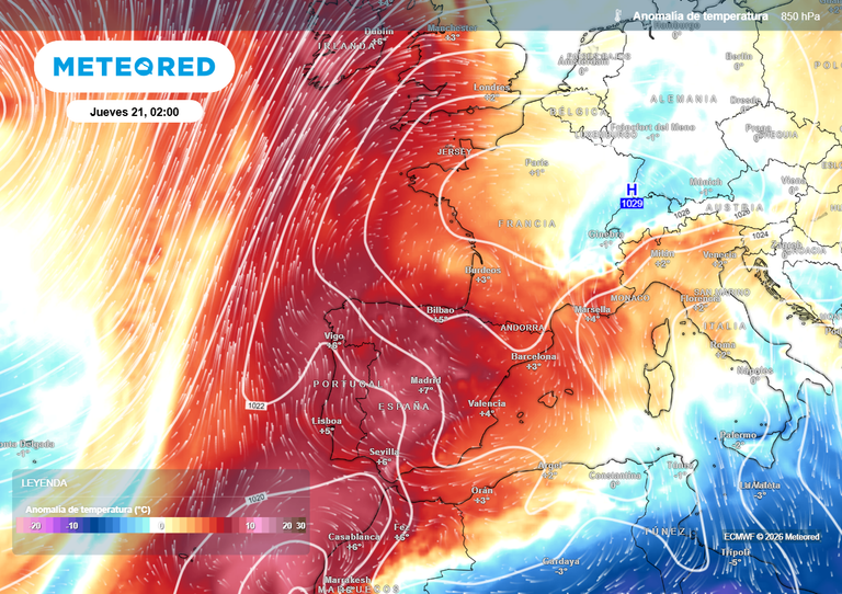 Previsi&oacute;n de calor: el mi&eacute;rcoles 20 la dorsal africana cruzar&aacute; Espa&ntilde;a y saldr&aacute; disparada hacia el mar B&aacute;ltico