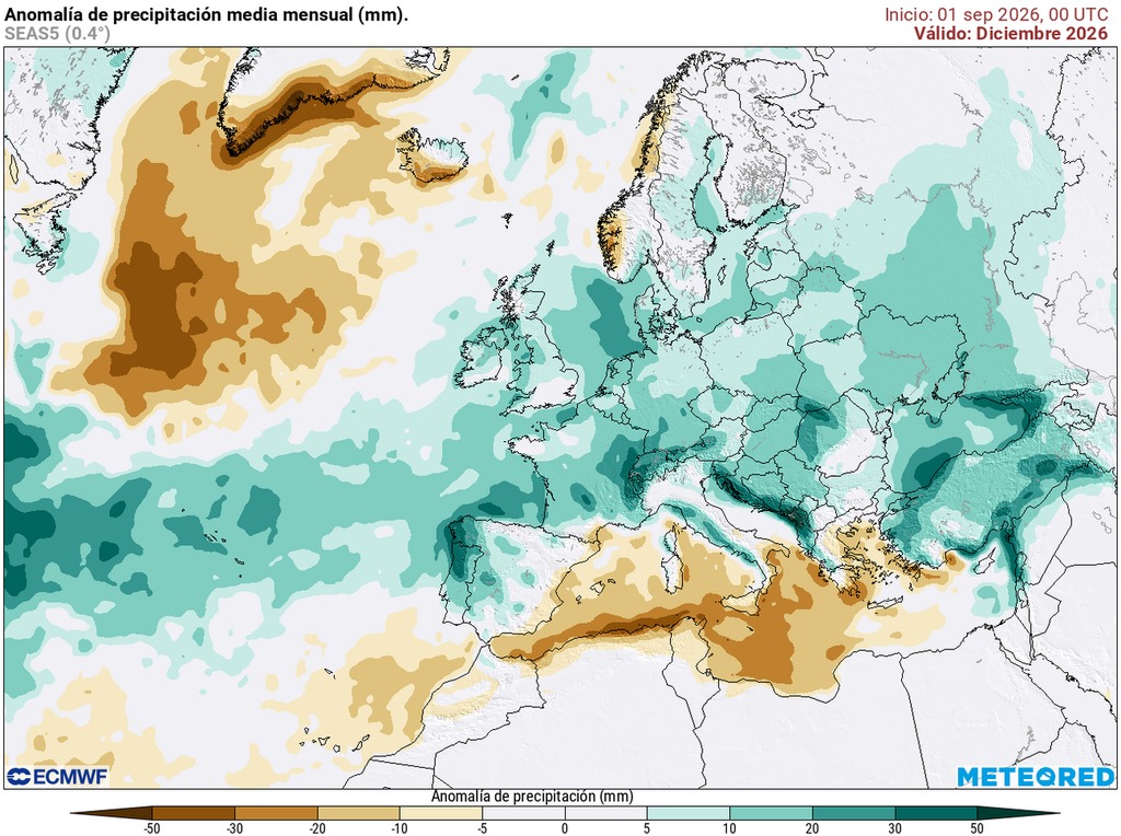El modelo europeo apuesta por una clara circulación del oeste en los últimos dos meses del año, con temperaturas suaves y precipitaciones abundantes.
