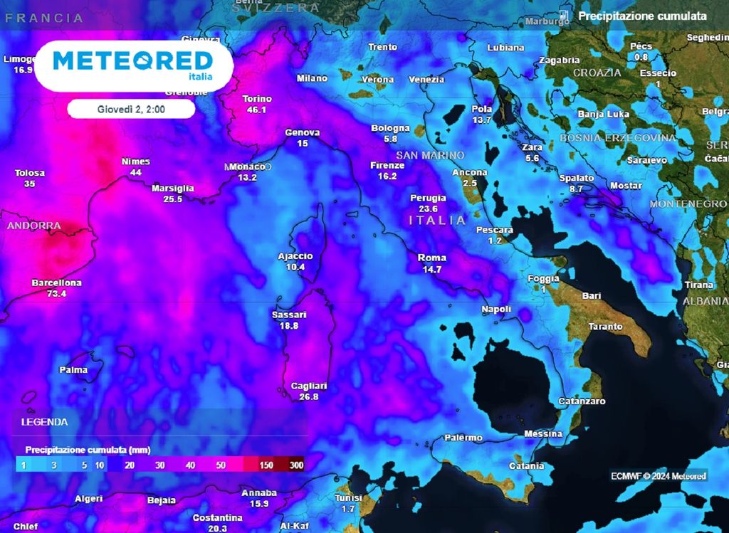 previsione pioggia italia