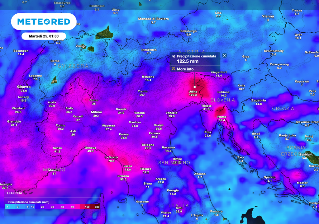 Precipitazioni cumulate al Nord Italia Precipitazioni cumulate al Nord Italia