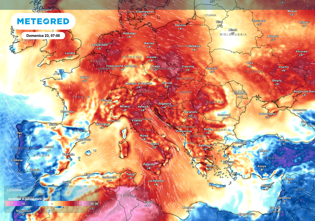 Anomalie termiche sull'Europa Anomalie termiche sull'Europa