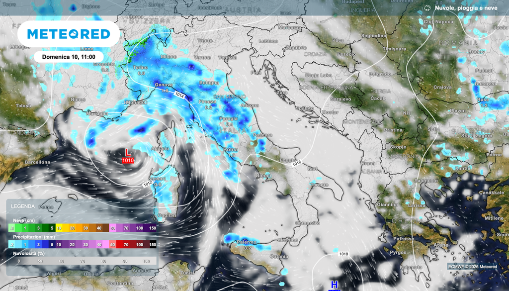 Perturbazione in arrivo domenica, nuvole e piogge colpiranno il Nord-Ovest e il Centro