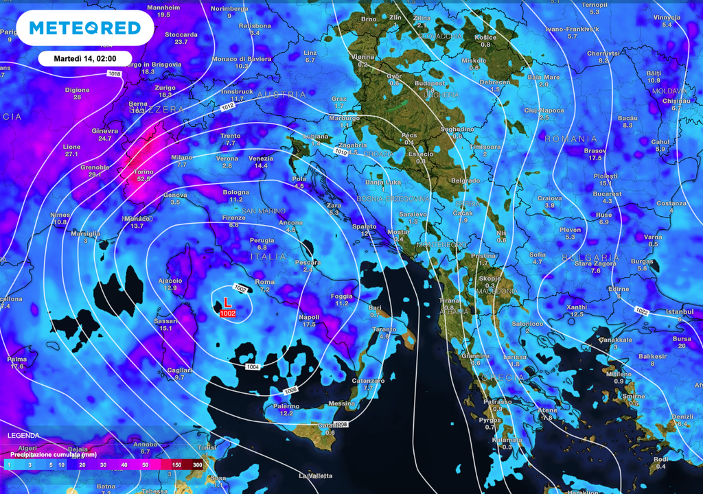 Le mappe indicano accumuli più significativi soprattutto sul Nordovest, sulle regioni tirreniche e localmente sulla Sardegna. Le mappe indicano accumuli più significativi soprattutto sul Nordovest, sulle regioni tirreniche e localmente sulla Sardegna.