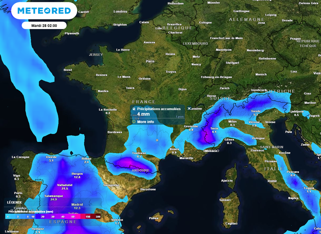 Les précipitations se concentreront essentiellement sur les reliefs méridionaux ces prochains jours.