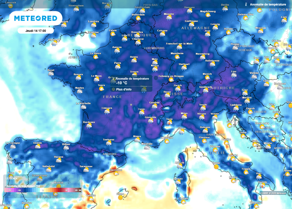 Ce jeudi après-midi, outre les giboulées, les températures ressemblent plutôt à celles d'une fin de mois de mars sur la France.