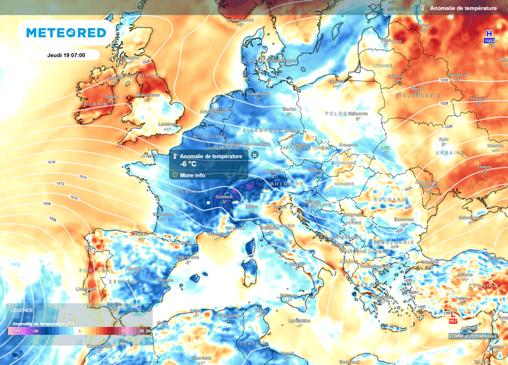 Pas de différence entre les deux modèles (classique et IA) : les matinées s'annoncent fraîches, notamment dans l'Est. Une fraîcheur qui pourrait s'accentuer l'après-midi d'ici 10 jours.