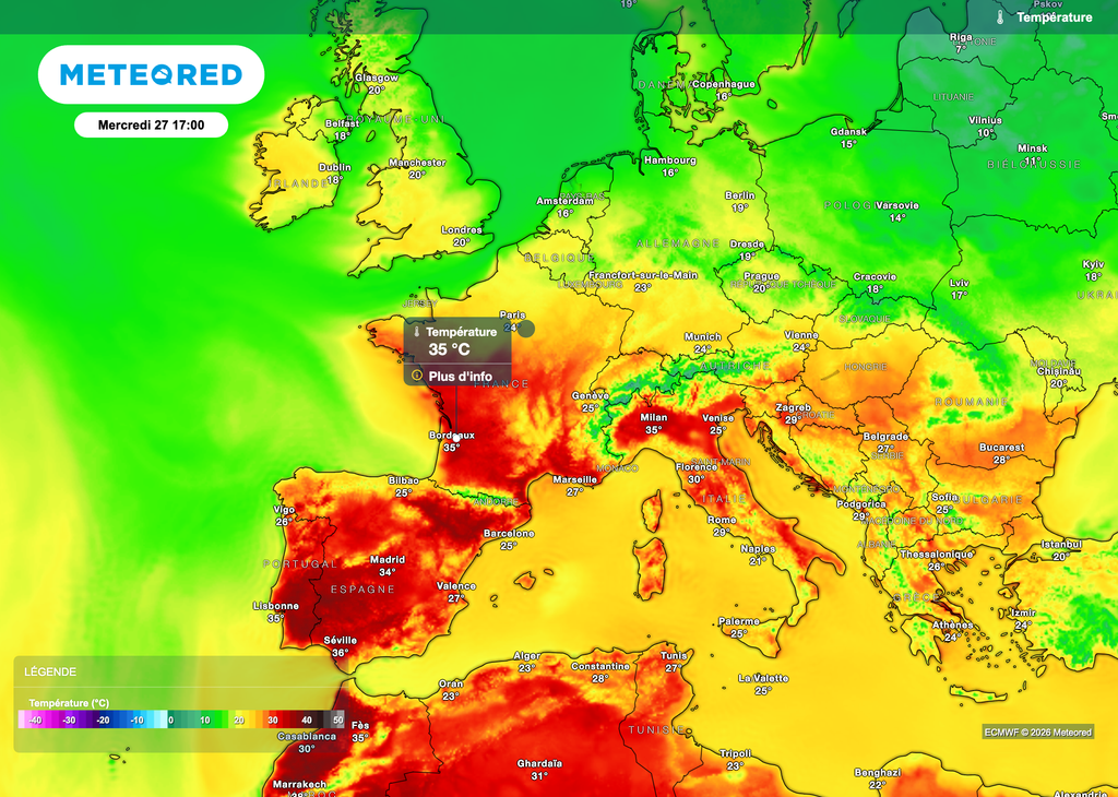 Une chaleur qui pourrait être en recul sur la moitié nord mais pas de froid.