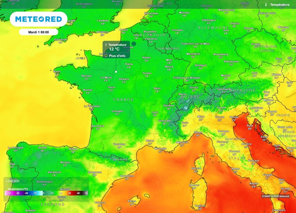 Températures mardi matin Mardi matin, les températures seront souvent proches des normales de saison, sauf du Sud-Ouest à la Méditerranée et à la vallée du Rhône, où une certaine douceur s'imposera déjà.