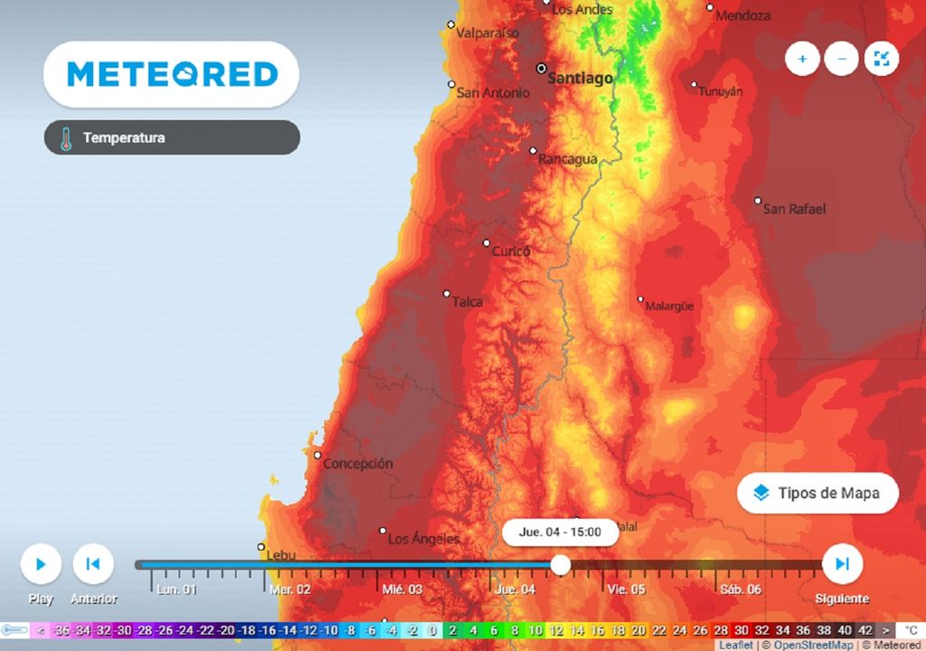 Temperatura prevista modelo ECMWF