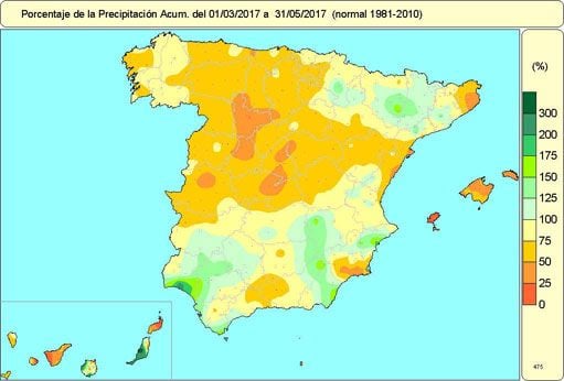 Precipitación acumulada del 01/03/2017 al 31/05/2017