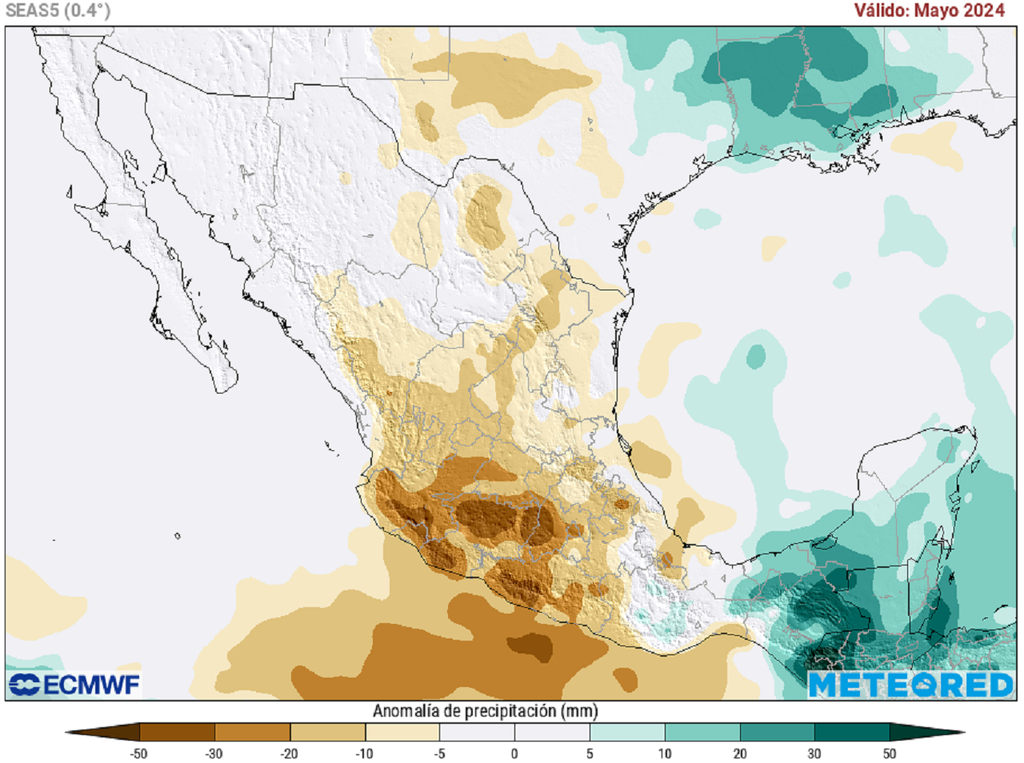 Anomalía de precipitaciones en mayo Anomalía de precipitaciones en mayo