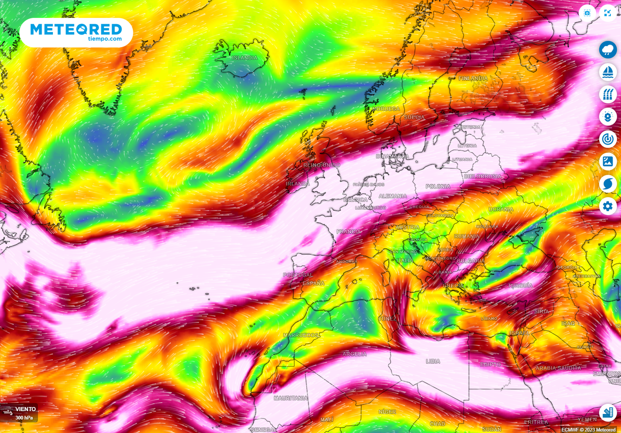 El 'jet stream' a 300 km/h sus efectos en el tiempo de España esta semana
