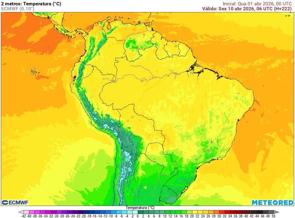 Previsão das temperaturas mínimas para a sexta-feira, 10 de abril.