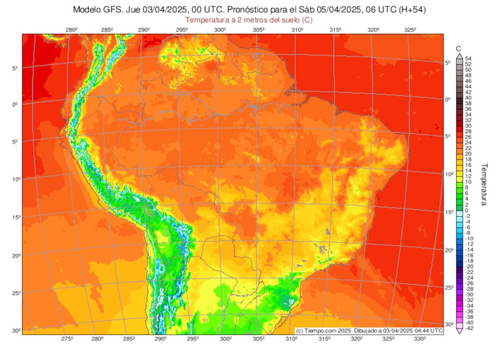 Previsão de temperaturas mínimas do modelo GFS no Sábado durante a madrugada. Previsão de temperaturas mínimas do modelo GFS no Sábado durante a madrugada.