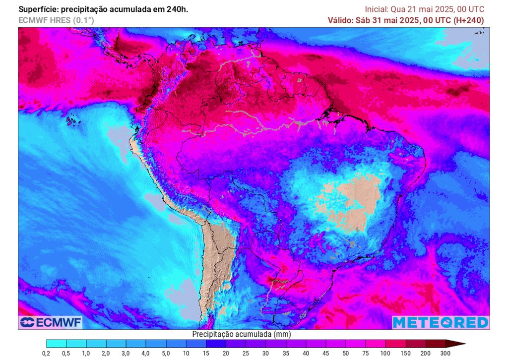Previsão de acumulados totais de chuva até o final da sexta-feira (30). Previsão de acumulados totais de chuva até o final da sexta-feira (30).