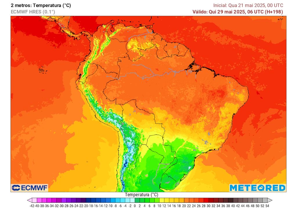 Previsão de temperaturas na quinta-feira da semana que vem de madrugada.