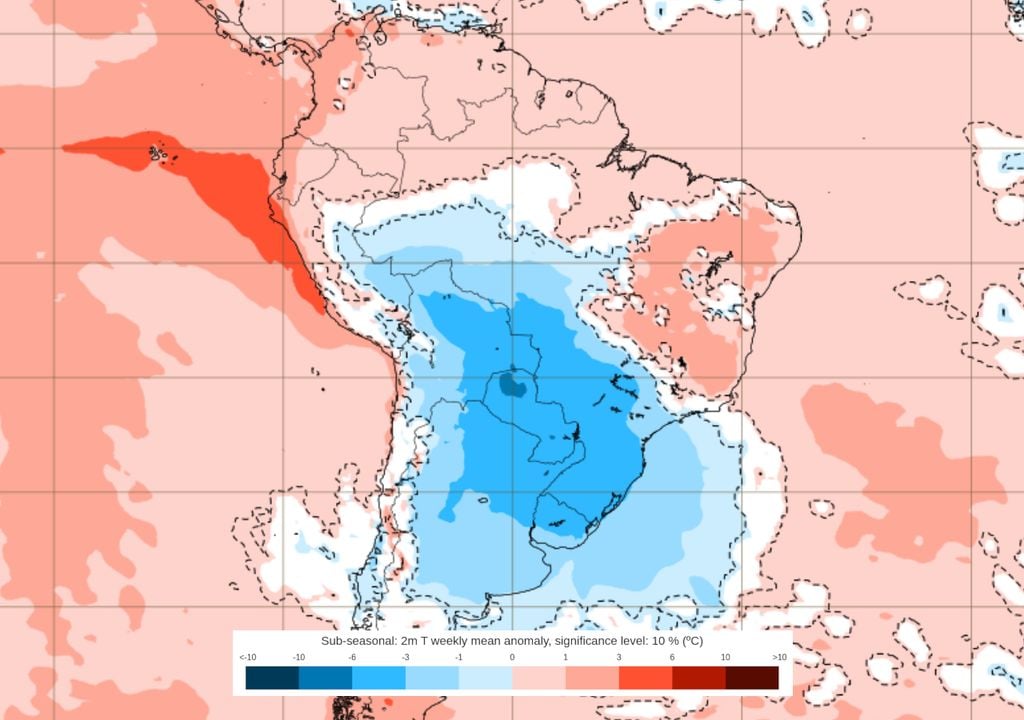 Previsão de anomalias de temperatura entre os dias 22 e 29 de Junho. Previsão de anomalias de temperatura entre os dias 22 e 29 de Junho mostra uma onda de frio abrangente e intensa ao longo da semana que vem, a primeira semana do inverno.