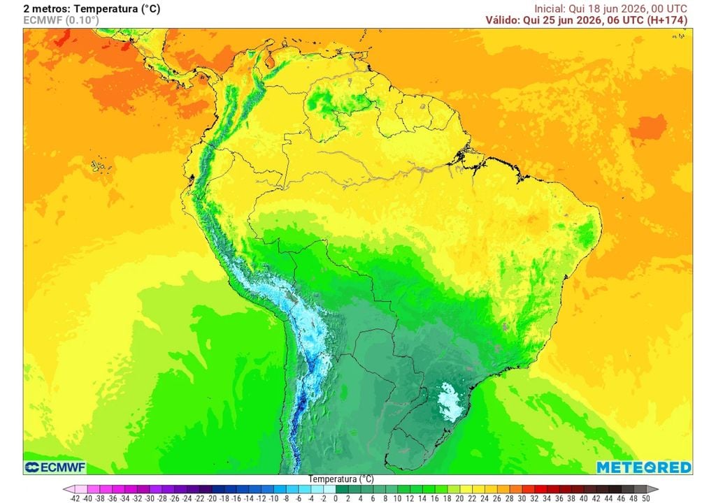 Previsão de temperaturas mínimas na quinta-feira durante a manhã. Previsão de temperaturas mínimas na quinta-feira durante a manhã mostram temperaturas negativas se formando em grande parte da região Sul, o que pode ocasionar geadas fortes.