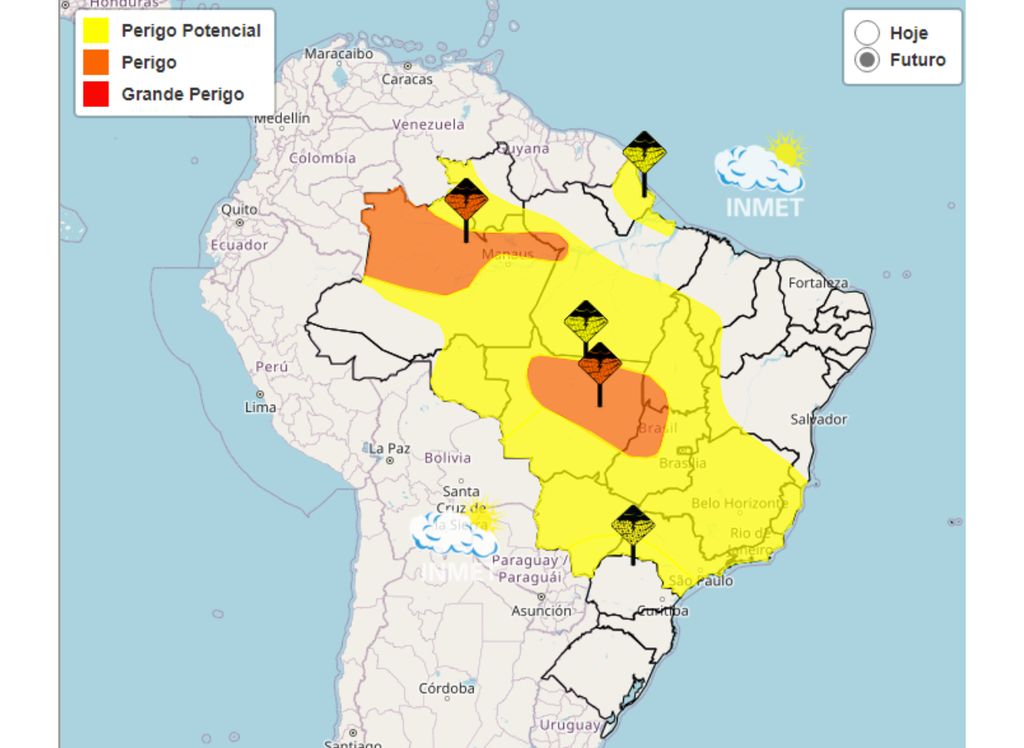 Alertas de chuva intensa emitidos pelo INMET