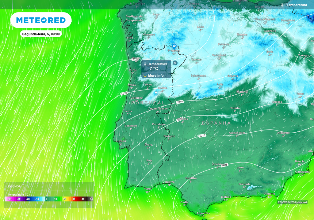 Mapa atmosférico: Temperatura