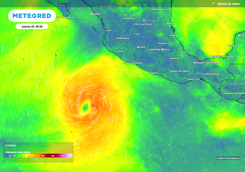 Ráfagas de viento en km/h. Modelo ECMWF Ráfagas de viento en km/h. Modelo ECMWF