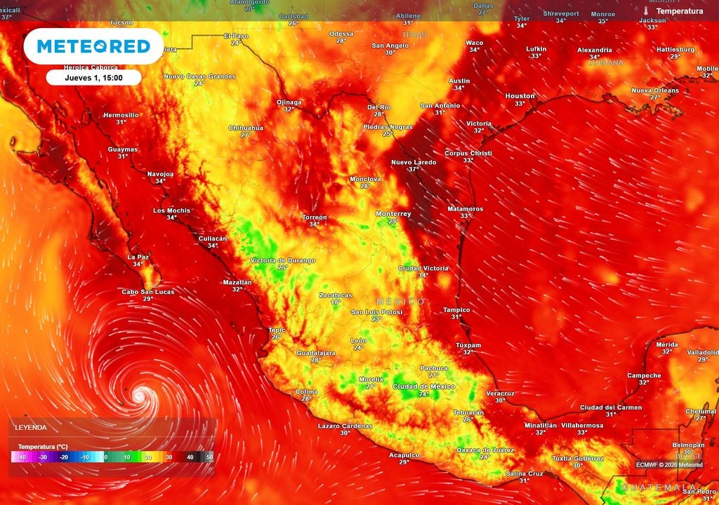 Pronóstico de temperaturas en grados Celsius Aunque comenzará la semana con calor, el incremento de lluvias y llegada de aire polar, harán que el ambiente se refresque notablemente en varias entidades.