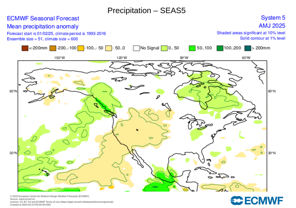 Anomalía de precipitaciones en milímetros