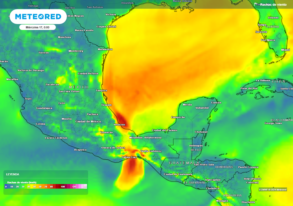 Ráfagas de viento en Km/h