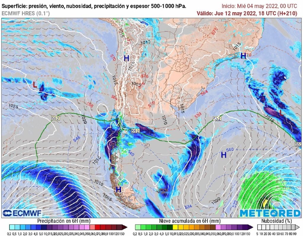 Precipitación prevista; modelo ECMWF Precipitación prevista; modelo ECMWF
