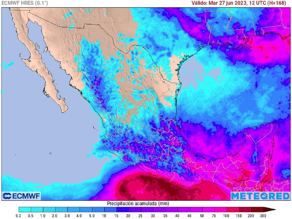 Modelo ECMWF - Acumulado de precipitaciones en milímetros Modelo ECMWF - Acumulado de precipitaciones en milímetros