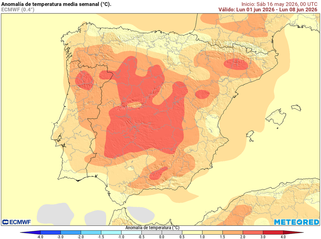 España continuará teñida de rojo por lo menos hasta el arranque del verano climatológico, con las temperaturas siguiendo al alza.