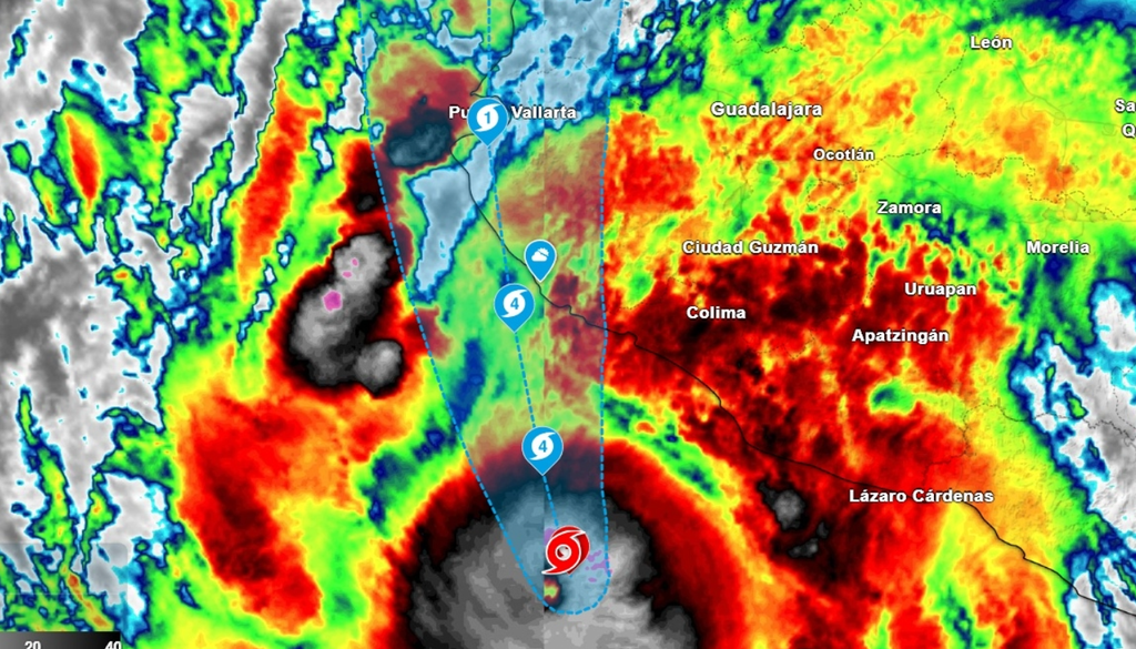 Simon es un huracán mayor este sábado en categoría 4, sus bandas de nubosidad e impacto nocturno continuarán los efectos en las costas mexicanas.